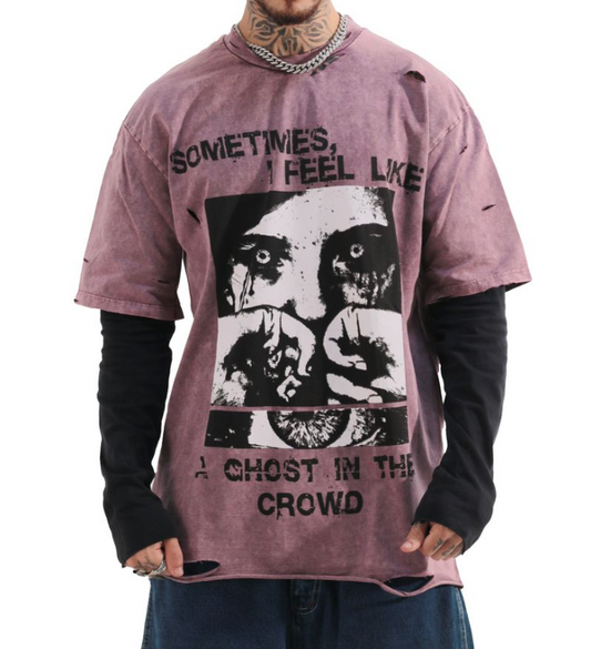 Ghost in the Crowd Graphic Tee - Maroon