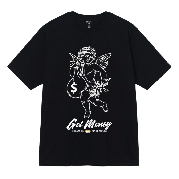 Get Money Angel Printed Tee - Black