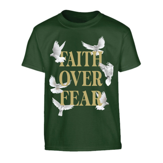 Boys Faith Over Fear Tee - Forest Green