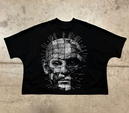 Pin Head Cropped Tee - Black