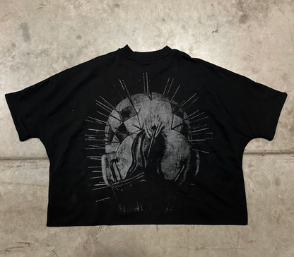 Pin Head Cropped Tee - Black