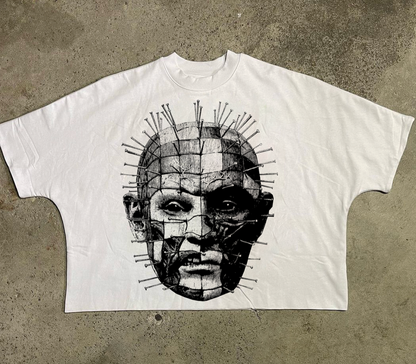 Pin Head Cropped Tee - White