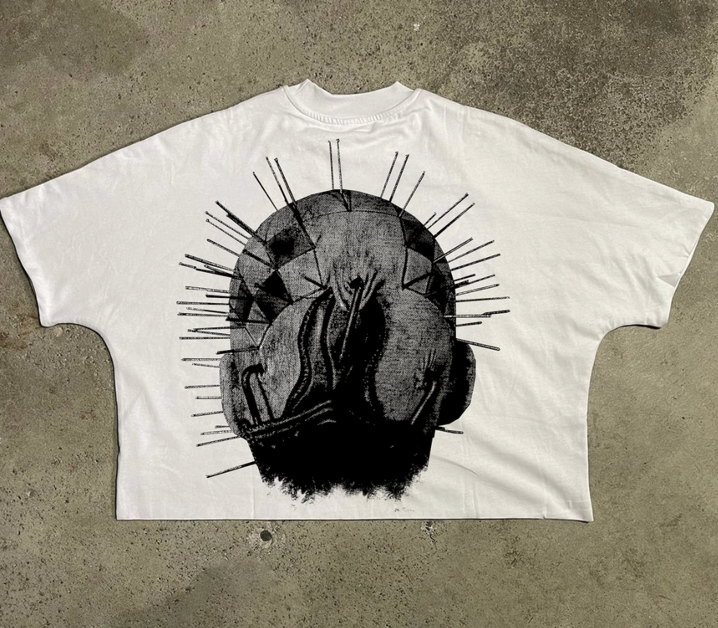 Pin Head Cropped Tee - White