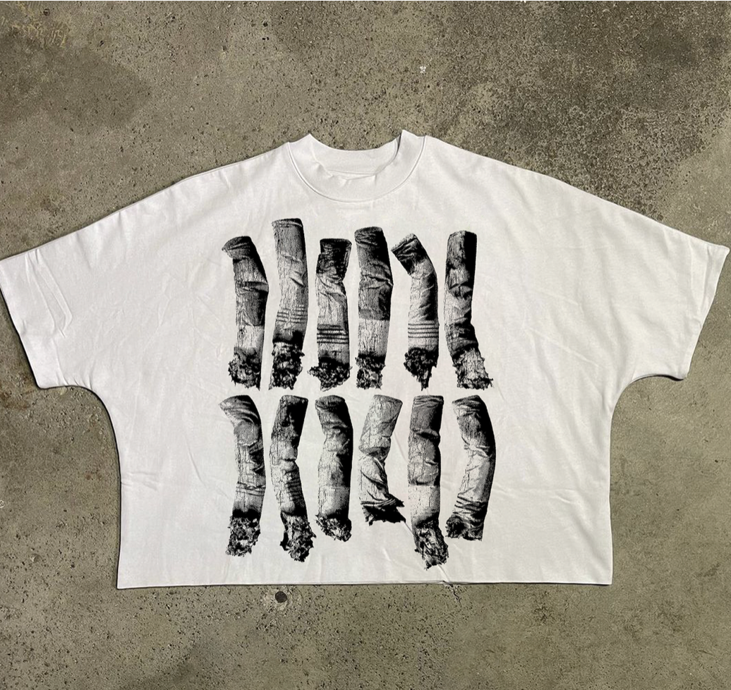 After Sex Cig Cropped Tee - White