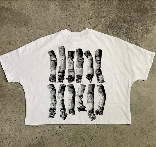 After Sex Cig Cropped Tee - White