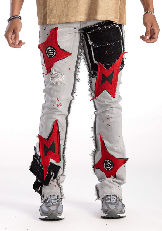 Chaos Theory Denim Jeans - Gray/Red