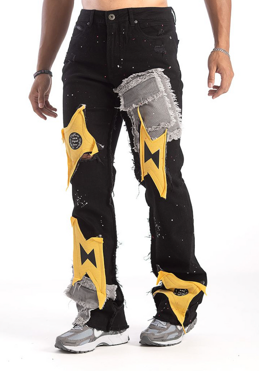 Chaos Theory Denim Jeans - Black/Yellow