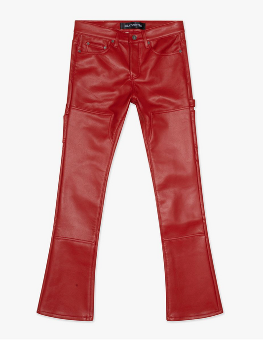 "Cuero" Stacked Pants - Red