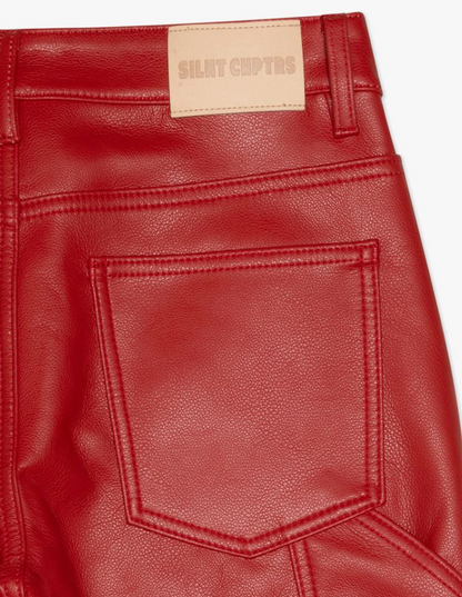 "Cuero" Stacked Pants - Red