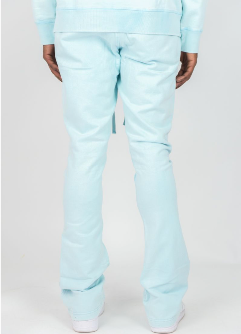 Acid Wash Stacked Pants - Sky Blue