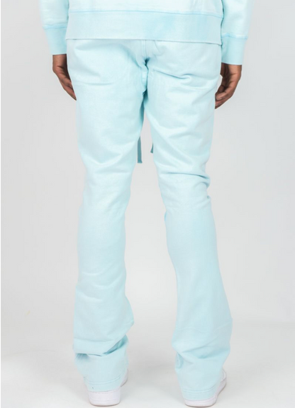 Acid Wash Stacked Pants - Sky Blue