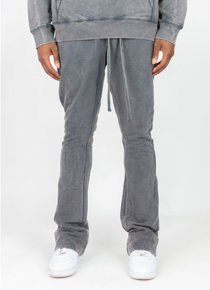 Acid Wash Stacked Pants - Dark Gray