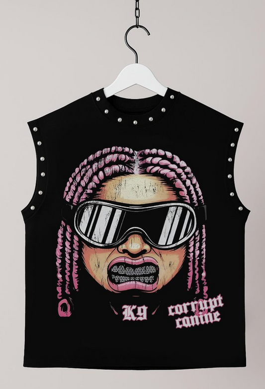 Shiny Teeth Sleeveless Tee - Black