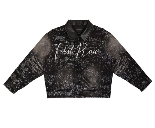 Rhinestone Denim Trucker Jacket - Black