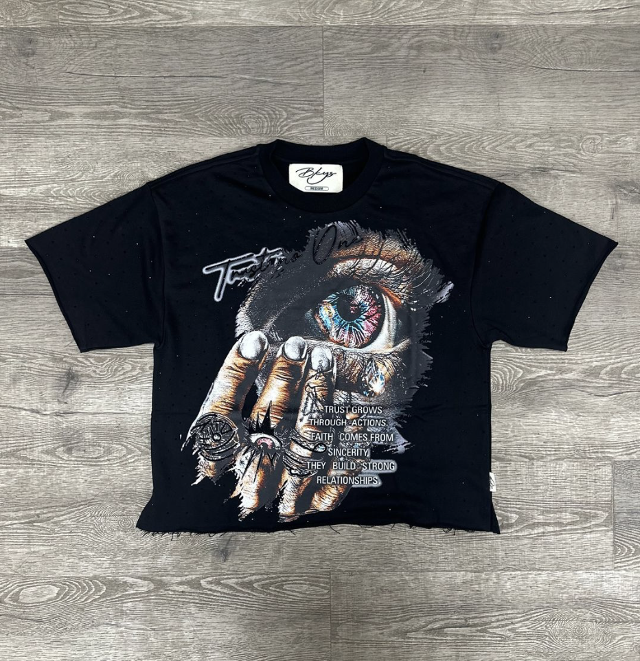 Crystal Eye F-Terry Cropped Tee - Black