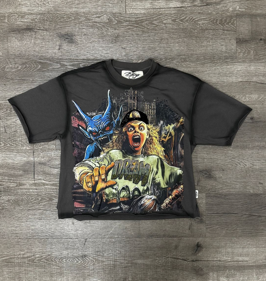 Dream Monster F-Terry Cropped Tee - Grey