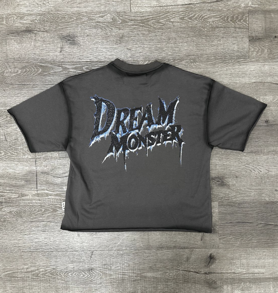 Dream Monster F-Terry Cropped Tee - Grey