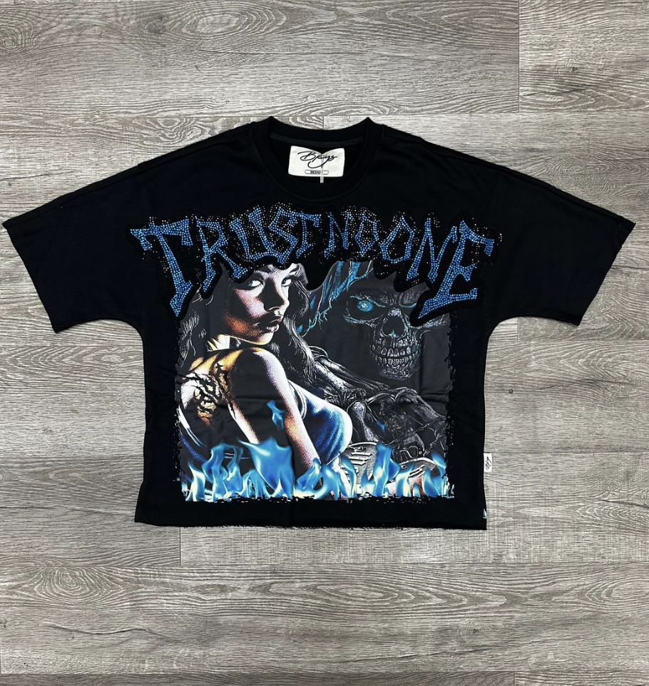 Trust No One F-Terry Cropped Tee - Black