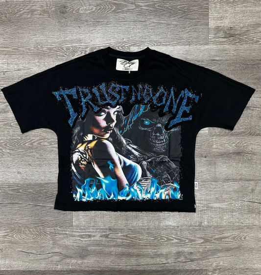 Trust No One F-Terry Cropped Tee - Black