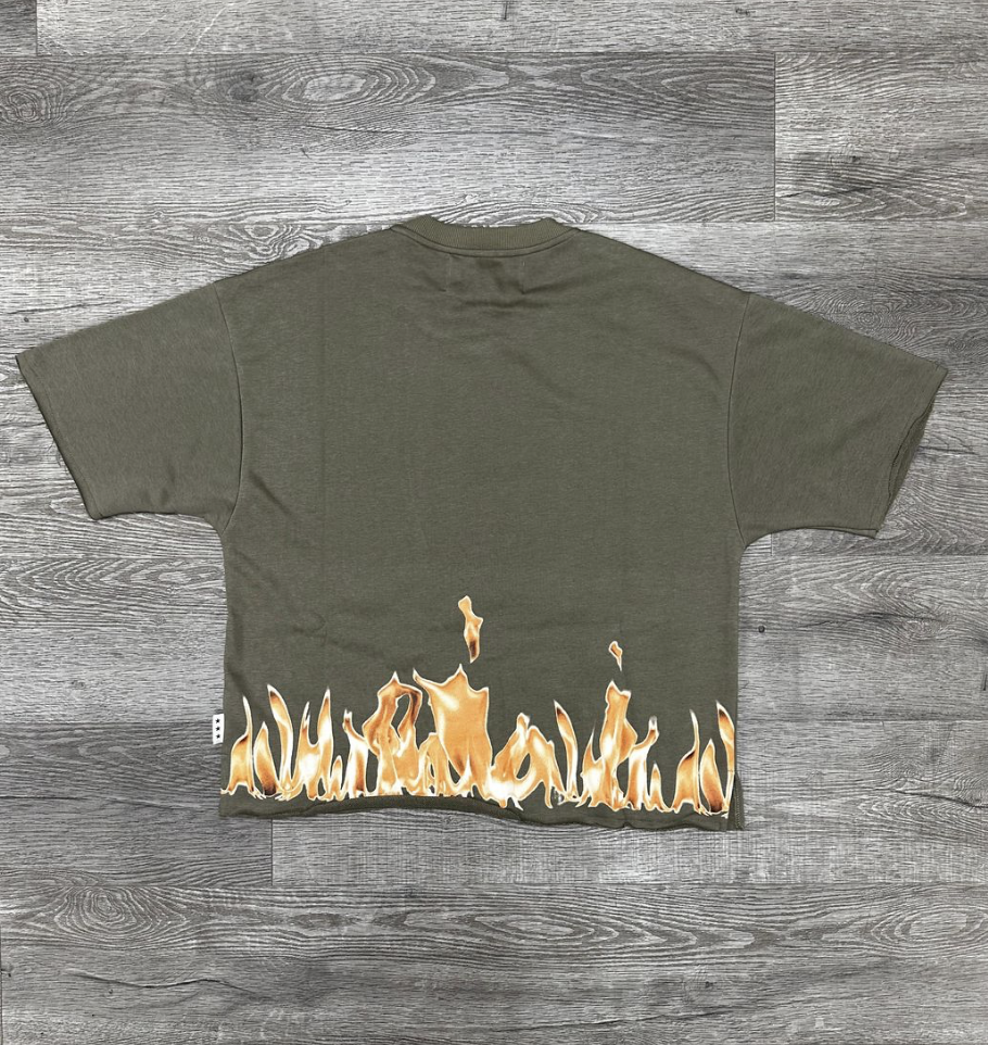 Trust No One F-Terry Cropped Tee - Olive