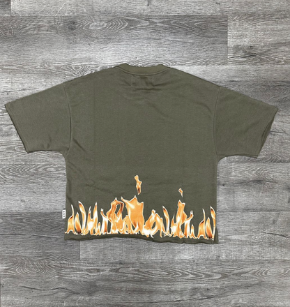 Trust No One F-Terry Cropped Tee - Olive