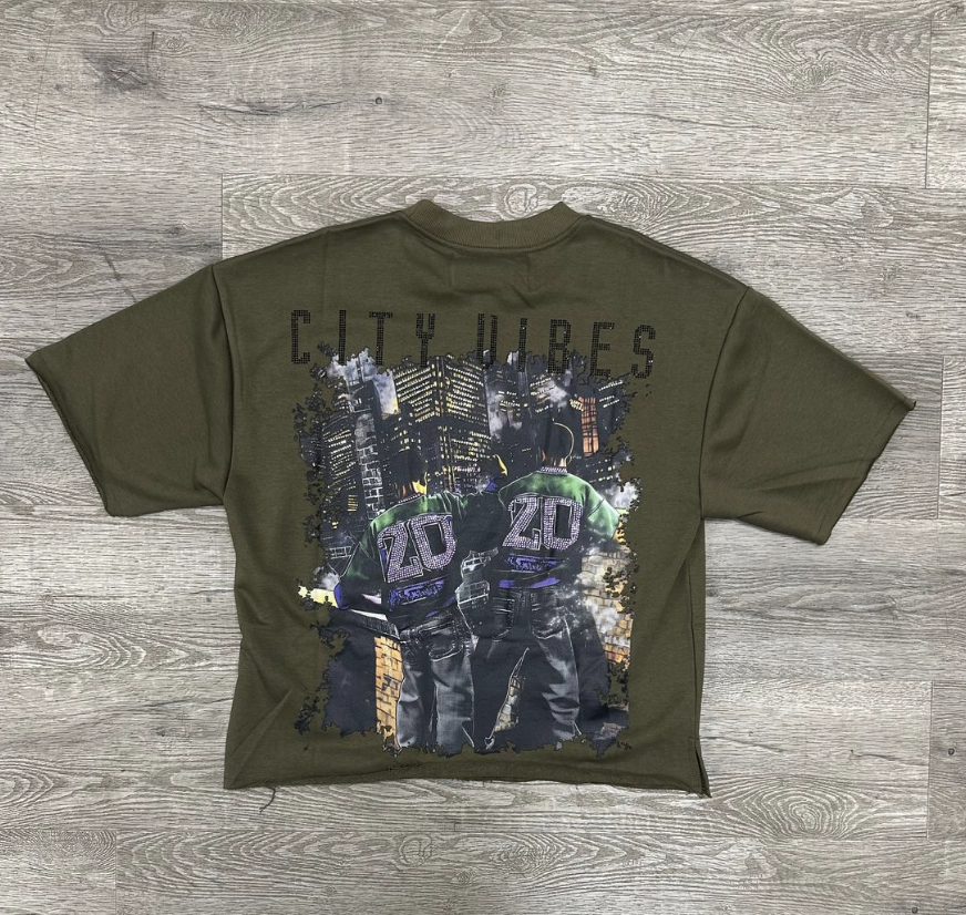 Vibe F-Terry Cropped Tee - Olive