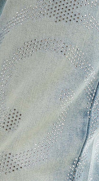 Skinny Flare Rhinestone Jeans - Blue