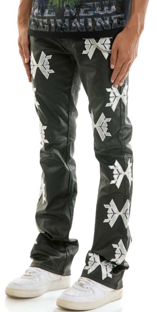 Logo Skinny Flare Stacked Fitted Jeans - Black/Silver