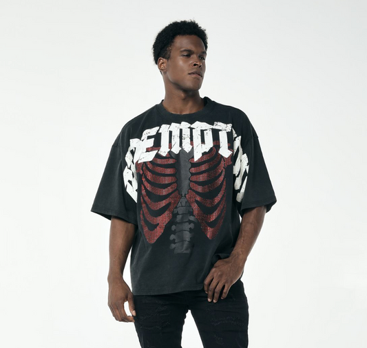 "Redemption" Oversized Graphic Tee - Vintage Black