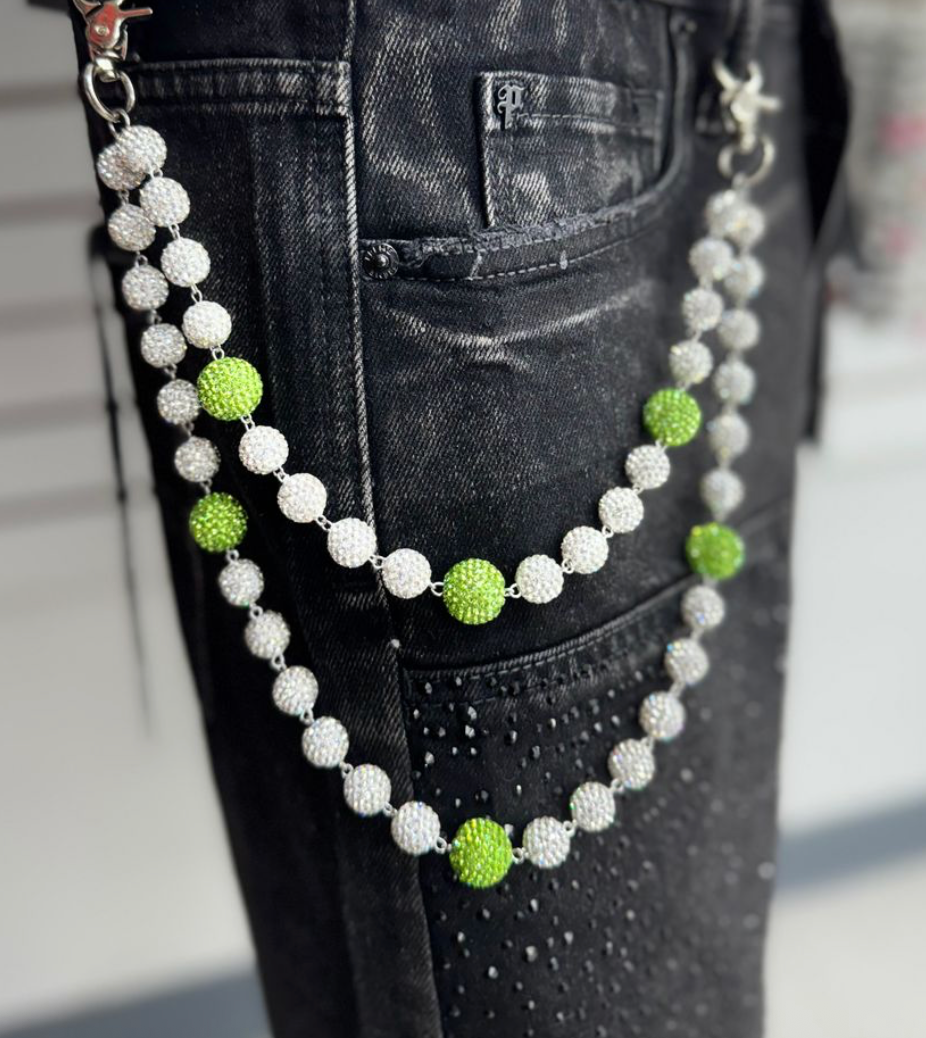Wallet Chain - Silver/Lime Green