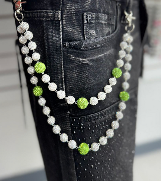 Wallet Chain - Silver/Lime Green