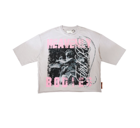 Heavenly Bodies Crop Tee - Light Grey