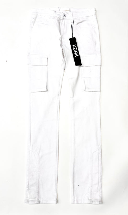 Stacked Cargo Pants - White