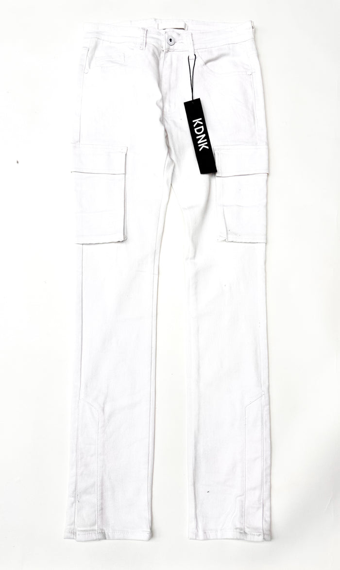 Stacked Cargo Pants - White