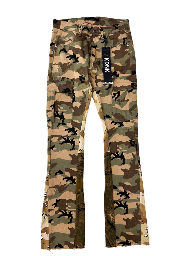 Skinny Flare Cargo Pants - Camo