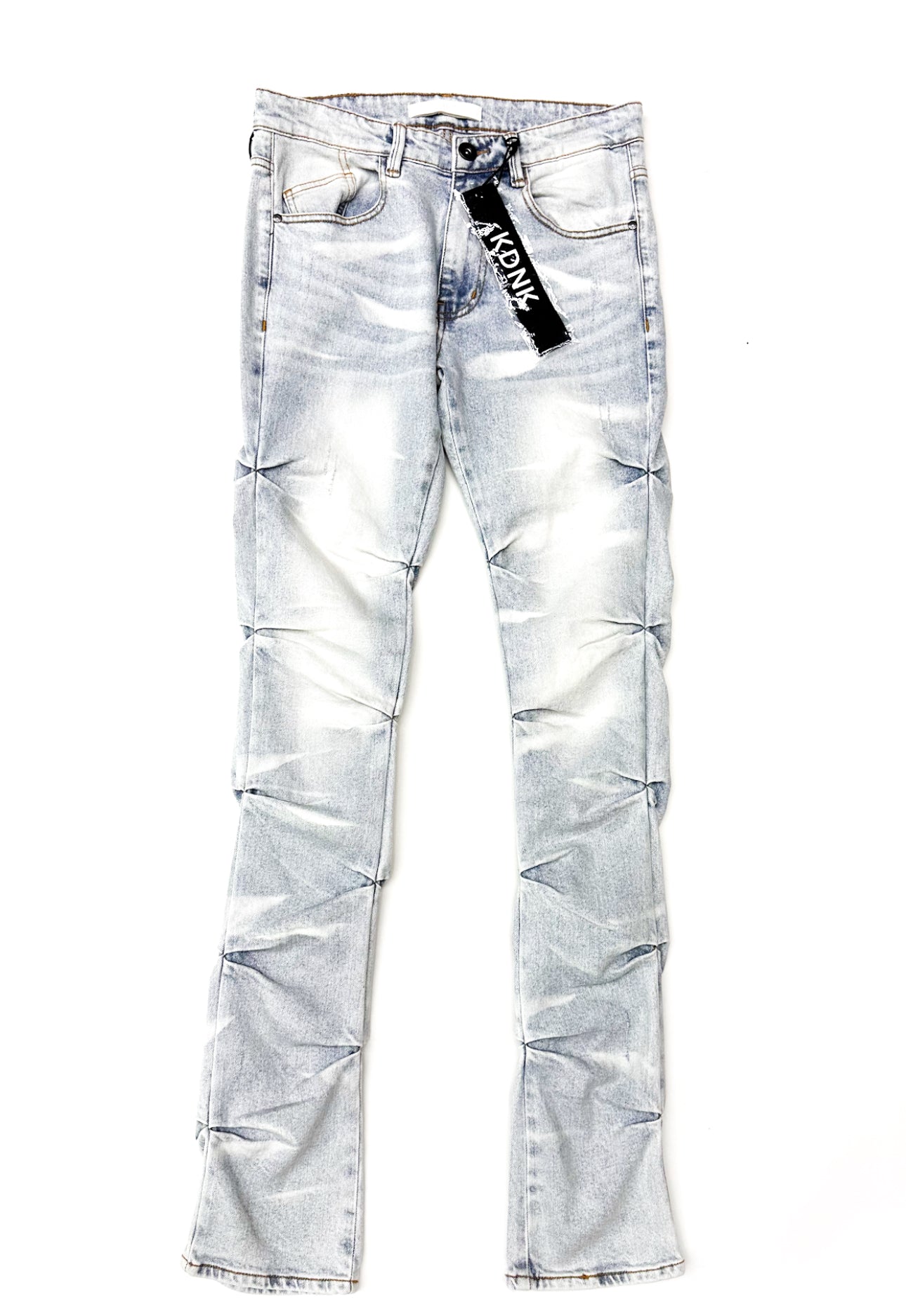 Shirring Stacked Jeans - Light Blue