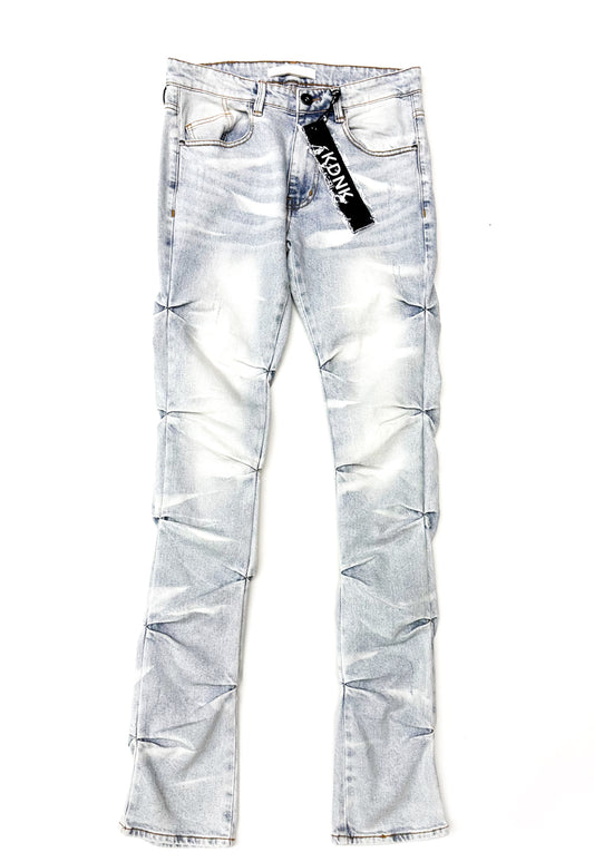 Shirring Stacked Jeans - Light Blue