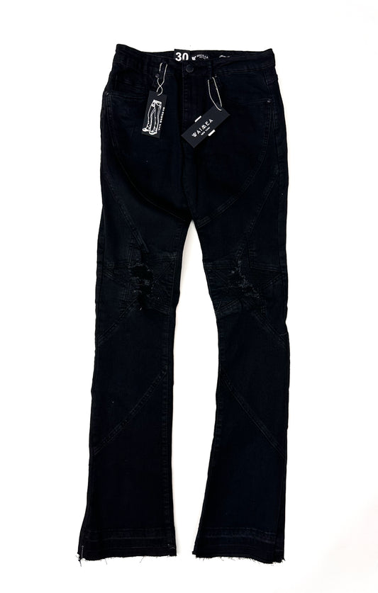 Star Stacked Flare Denim Jeans - Black