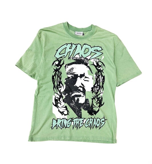 "Bring the Chaos" Oversized Tee - Vintage Green