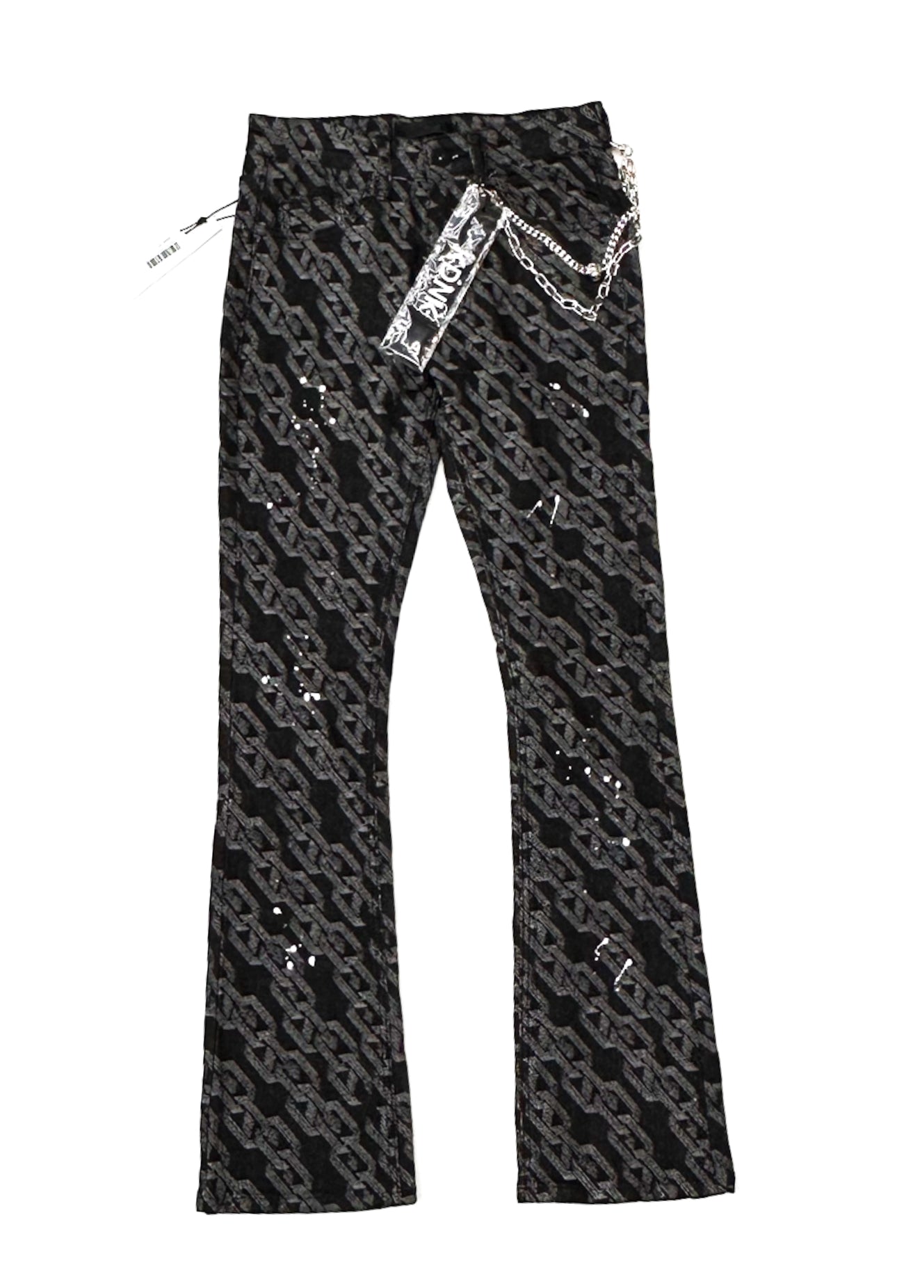 Chainlink Skinny Flare Jeans - Black/White