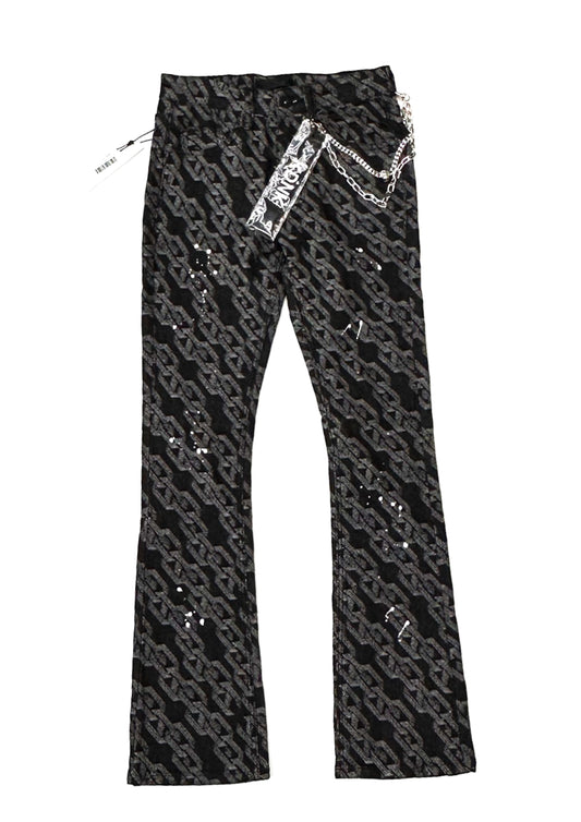 Chainlink Skinny Flare Jeans - Black/White