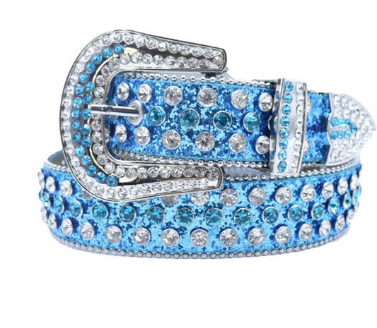 Rhinestone Belt - Blue/Silver
