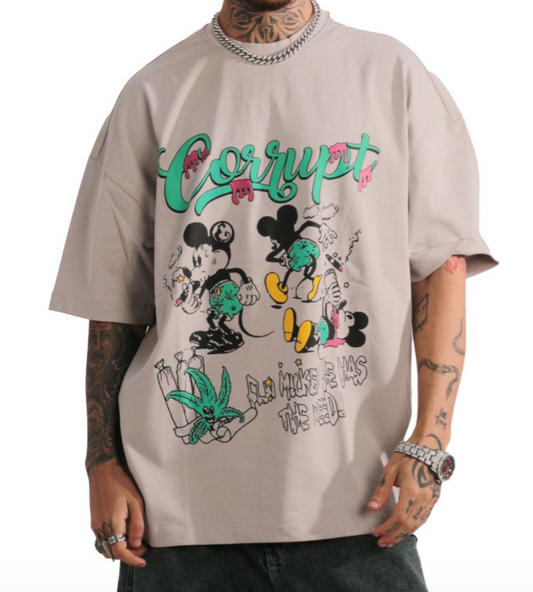Mickey Graphic Tee - Light Grey