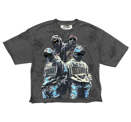 Dangerous F-Terry Cropped Tee - Grey