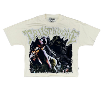 Trust No One F-Terry Cropped Tee - Off White