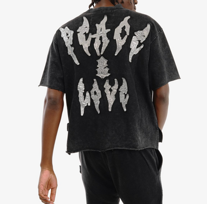 Peace and Love Cropped Tee - Black