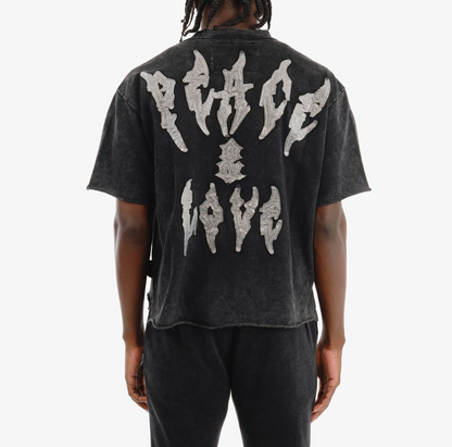 Peace and Love Cropped Tee - Black