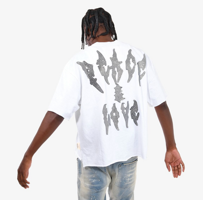 Peace and Love Cropped Tee - White