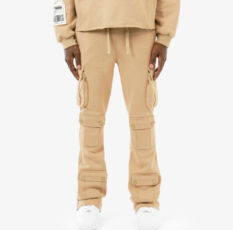 God Blessed Rhinestone Sweatpants - Beige