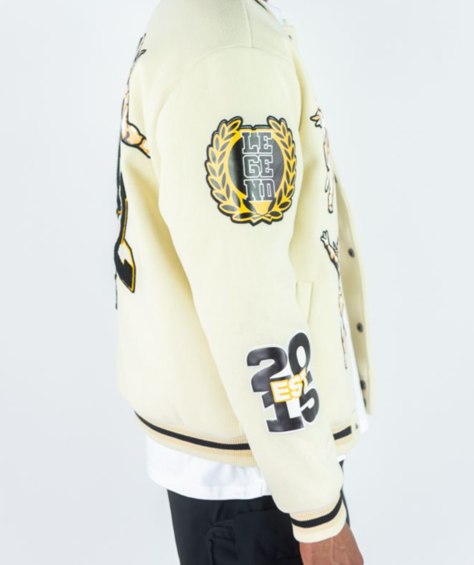 Angels Melton Varsity Jacket - Cream